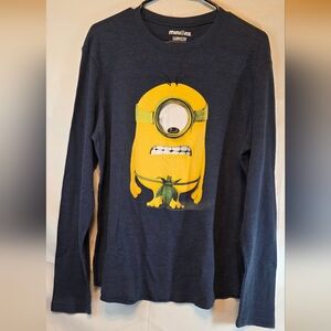 Minions Long Sleeved Thermal Navy Blue Shirt, Size XL (46-48)
